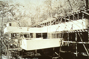 Photo taken in 1936, during Fallingwater’s construction.