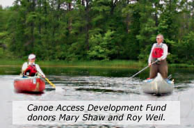 Canoe Access Development Fund donors Mary Shaw and Roy Weil.