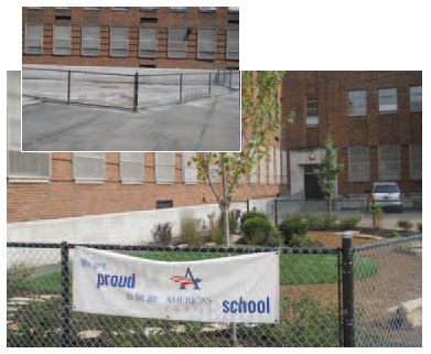 After: A green play area for Weil Elementary students replaced a
hard-surfaced one.