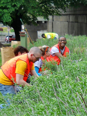 WPC Volunteers planting the Grant Street Garden in Downtown Pittsburgh, PA