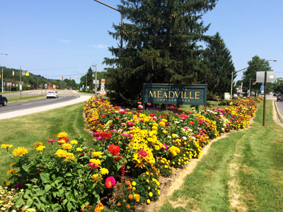 Route 322 Triangle, Mary B. DeArment memorial community flower garden, Meadville, Crawford County