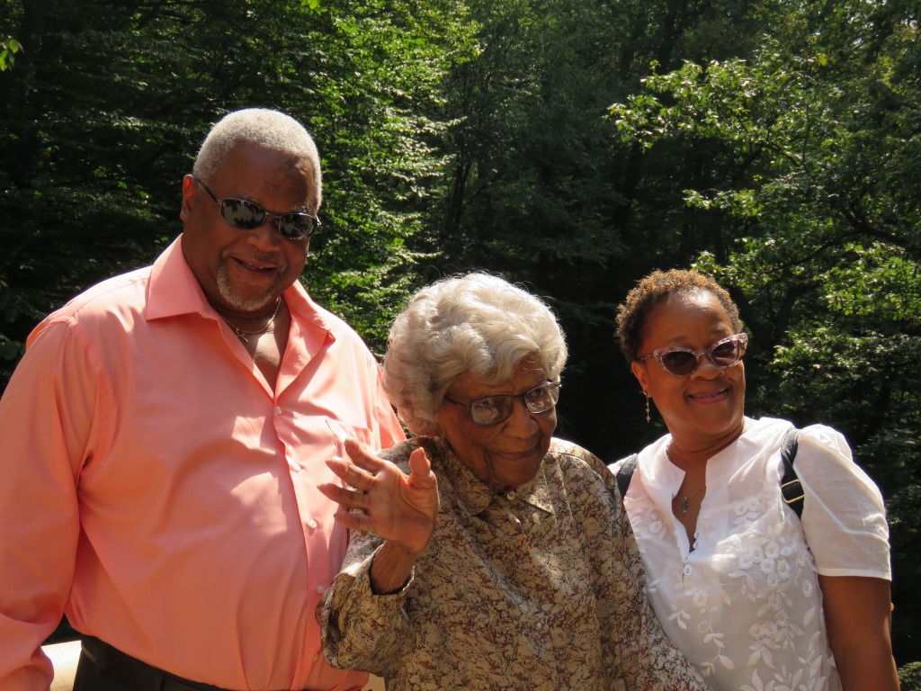 Elsie Henderson with family at Fallingwater in 2019.