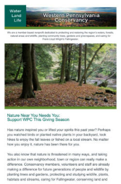 Preview image of Western Pennsylvania Conservancy November 2021 email newsletter