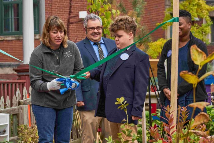 A ribbon-cutting ceremony marks the completion of the Page Street Community Accessible Vegetable Garden in Pittsburgh’s Manchester community.