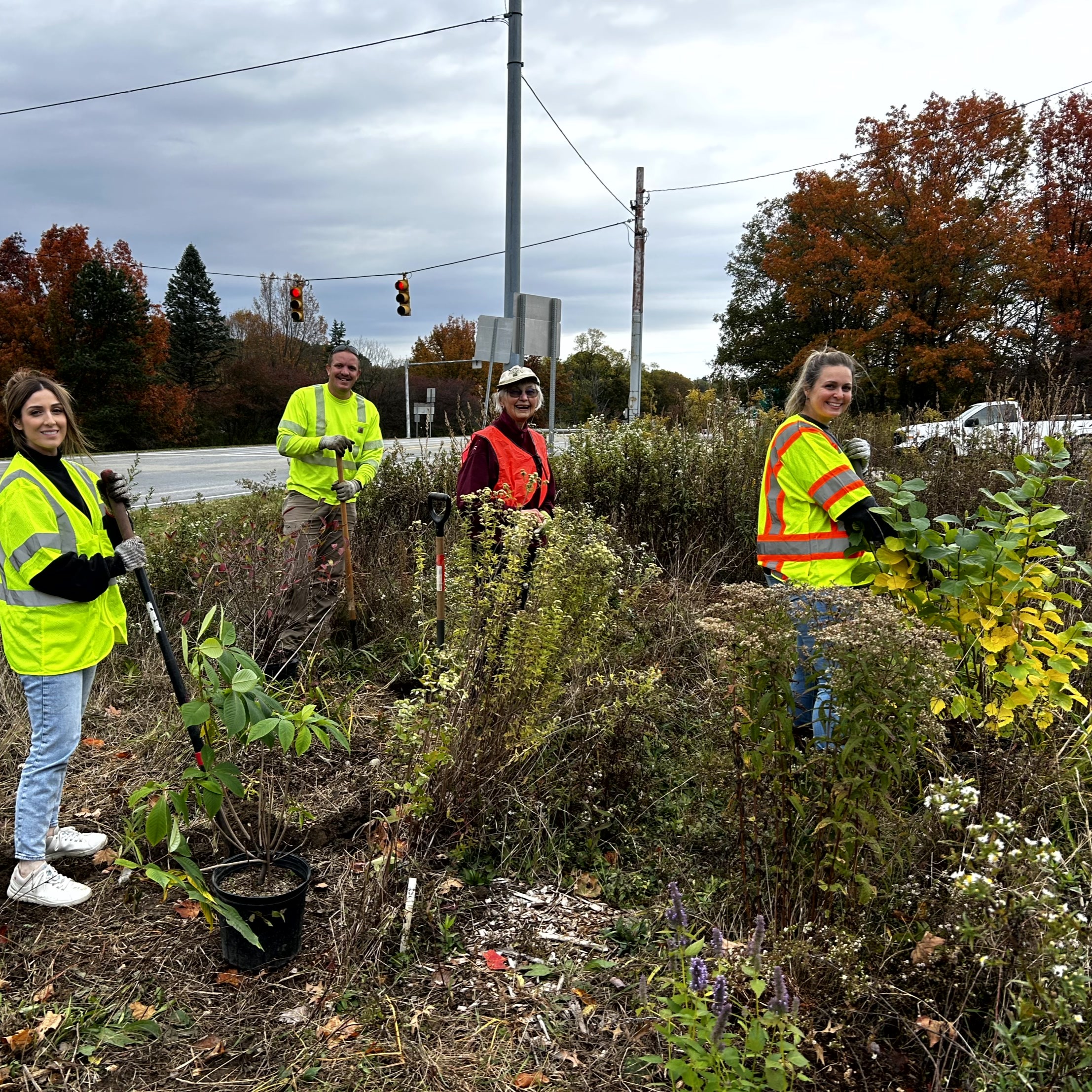 Pennsylvania American Water employees with Garden steward Sara Steelman with the Democratic Women of Indiana County