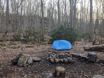 winter campsite at Bear Run Nature Reserve