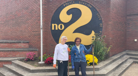 Volunteers at garden event